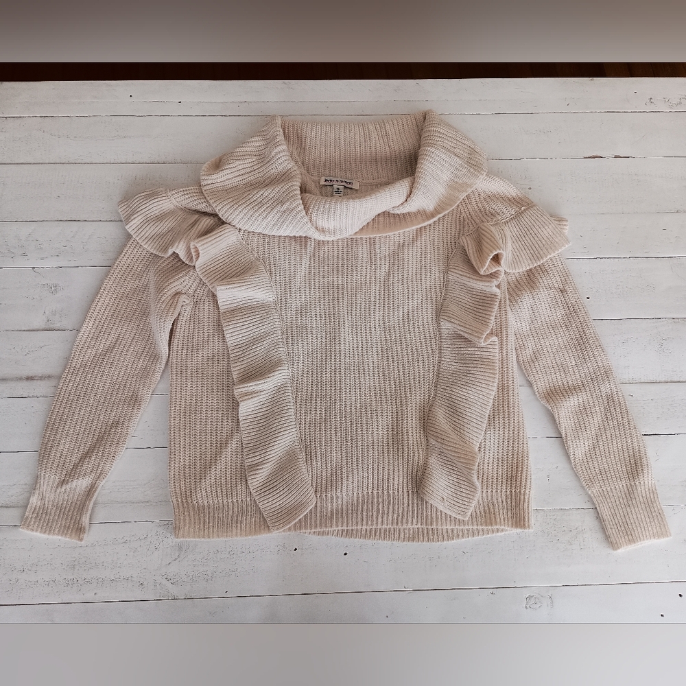 Cream Sweater with knit ruffle details